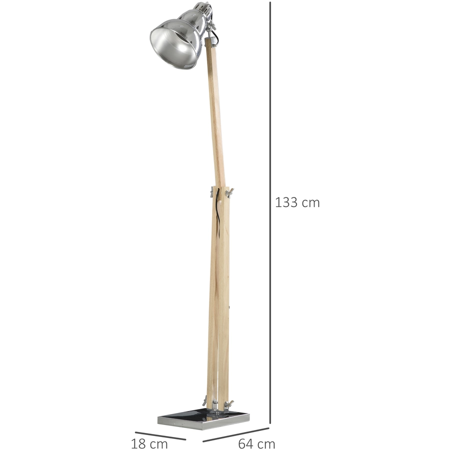 HOMCOM Stehlampe mit verstellbarem Schirm natur, silber