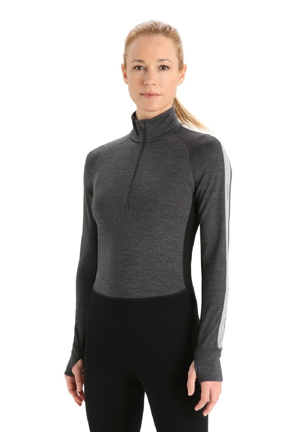 Icebreaker Damen-Half-Zip-Langarmshirt ZoneKnit™ 260 LS Half Zip Jet Heather/Black/Metro H