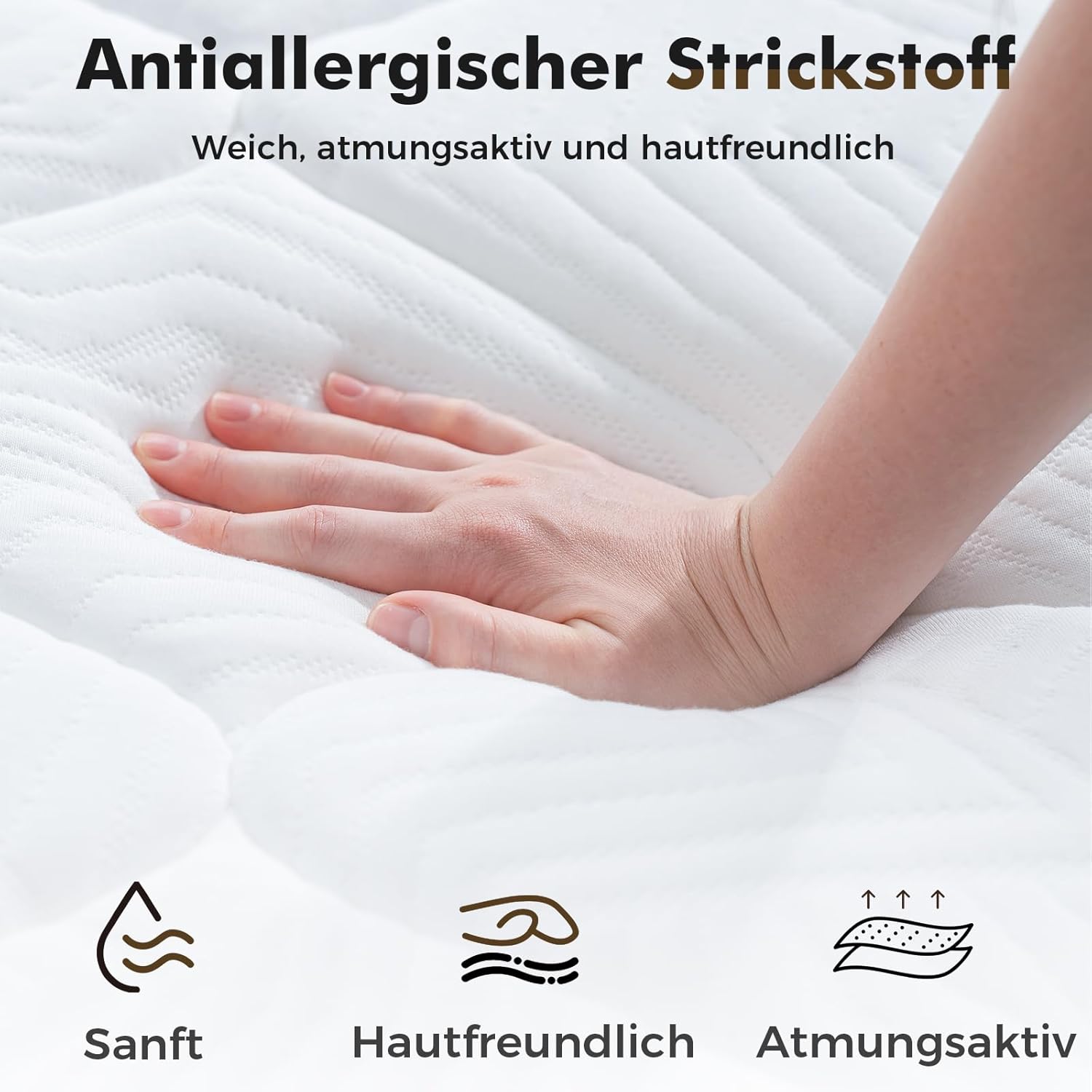 Matratze 100x200 cm–7-Zonen-Taschenfederkernmatratze, beidseitig nutzbar, Härtegrad H3/H4，25 cm hoch, mit Memory-Schaum, Oeko-TEX Zertifiziert 100 Nächte Probeschlafen
