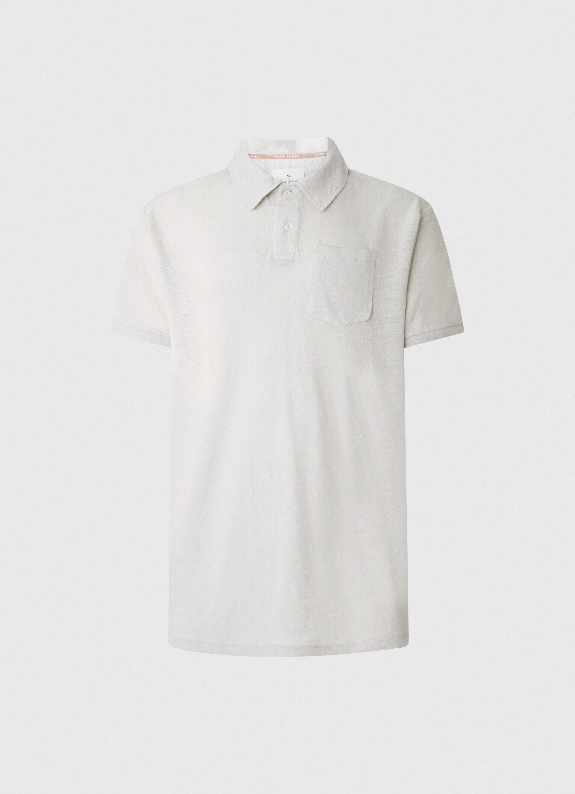Camisa polo de linho de corte regular - branco-sujo