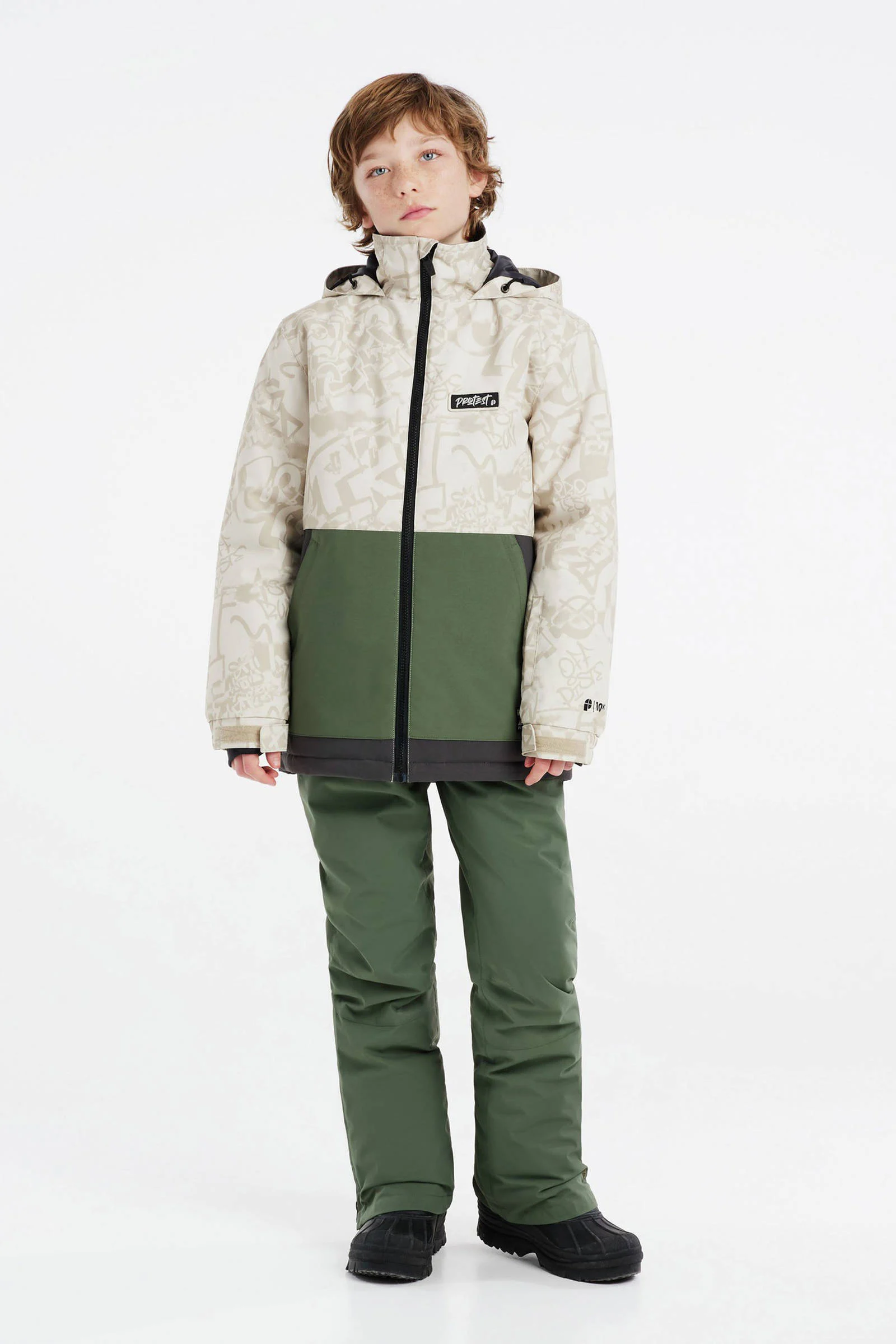 Protest ski-jack PRTFODY JR ecru/groen