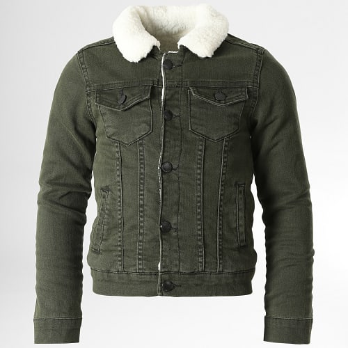 Veste Jean Col Mouton Enfant K-3006 Vert Kaki