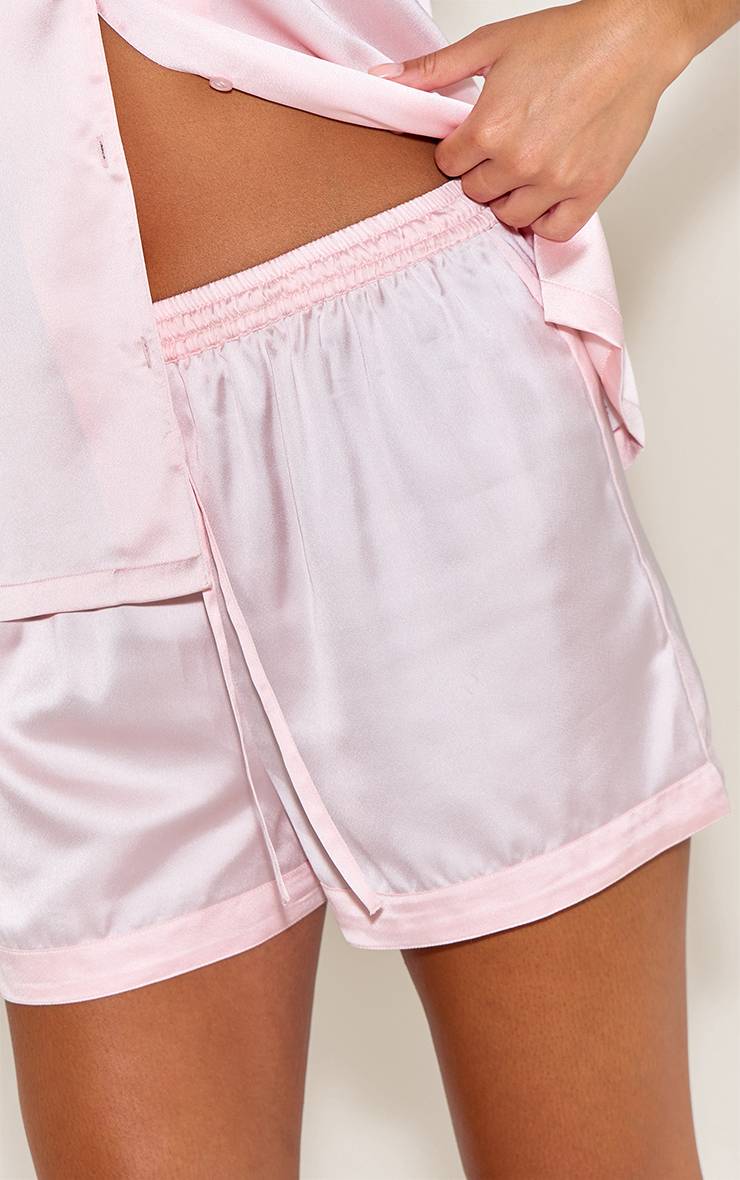Rose Ensemble Pyjama Court En Satin À Manches Courtes