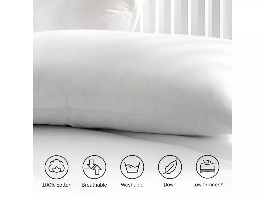 Oreiller en duvet 50% faible fermeté