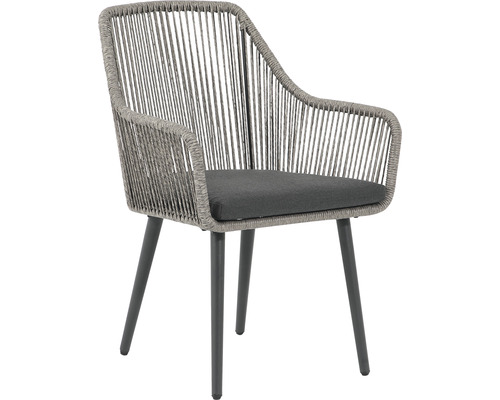 Garden Place Eetkamerset Paula 6-zits bestaande uit: 6 stoelen, tafel, inclusief kussens (grijze stof)
