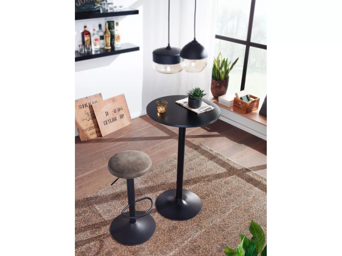 table de bar table haute noire Ø 60 cm table bistrot métal / bois table ronde