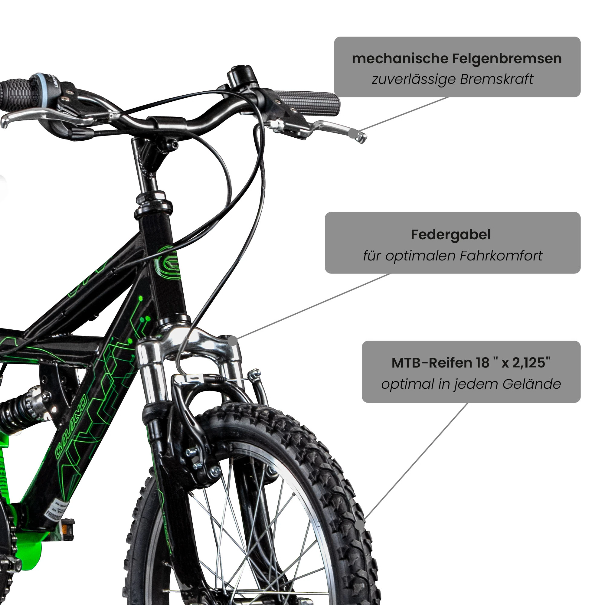 Galano FS180 Kinderfahrrad 18 Zoll ab 5 Jahre115 - 130 cm Mountainbike Fully 6 Gänge