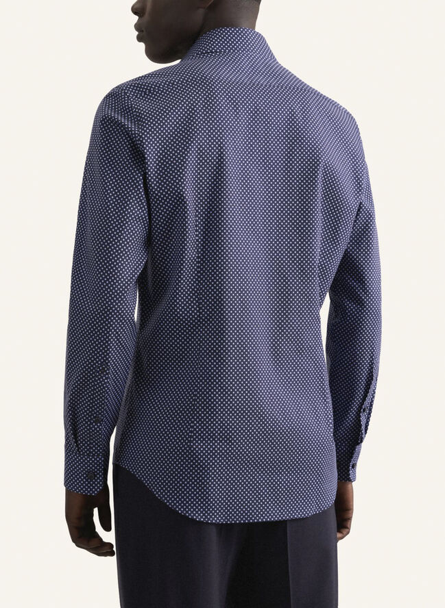 Seidensticker Business Shirt Slim Long sleeve Kent-Collar Print Blue