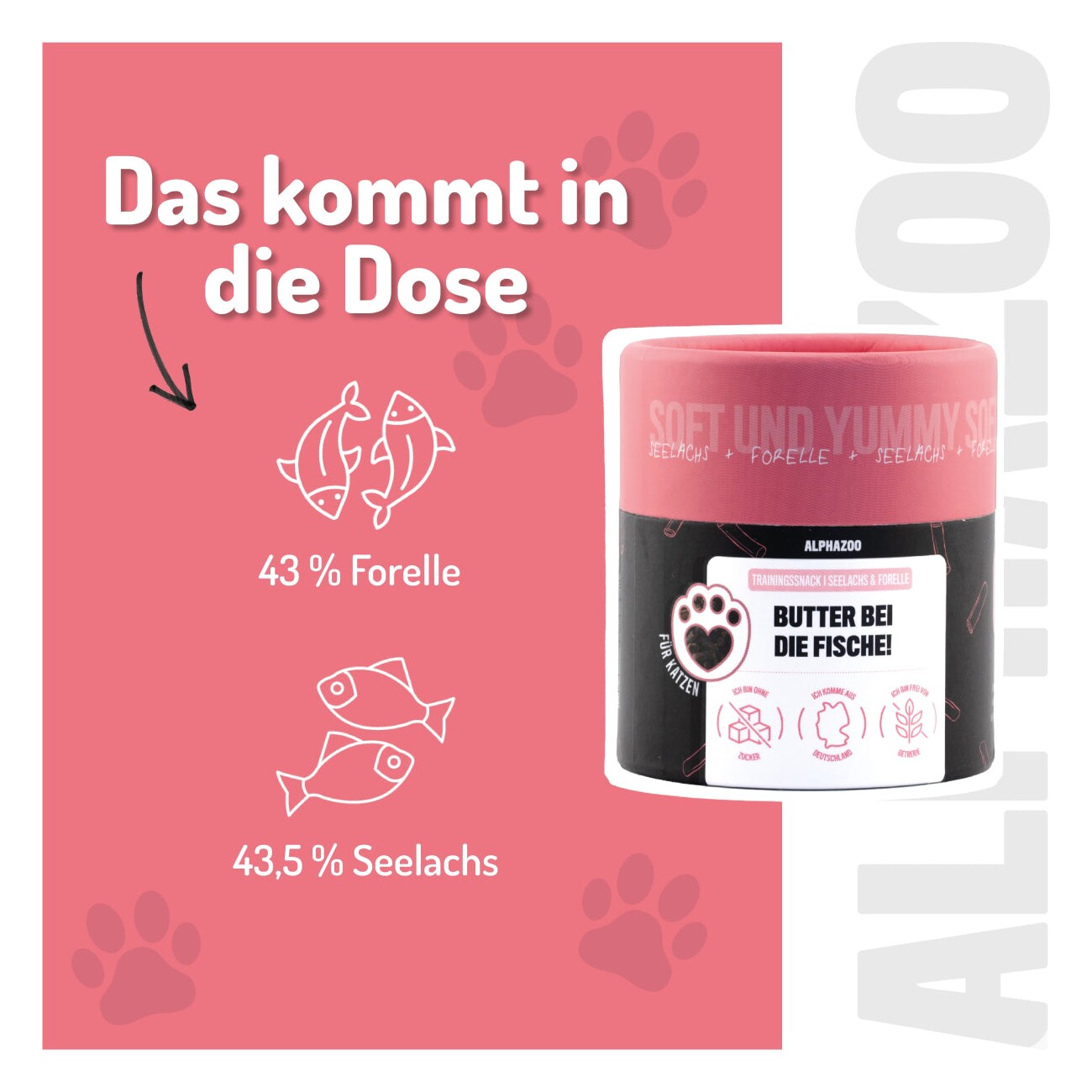 ALPHAZOO Butter Bei Die Fische! 65g I Leckerli für Katzen
