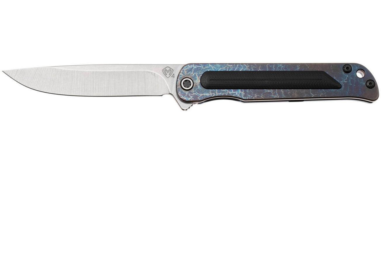 Medford T-Bone 25-TB-01, Tumbled S45VN Droppoint, Acid Etched Flamed Titanium Handle, Black G10 Inlay, Black/Silver Hardware zakmes