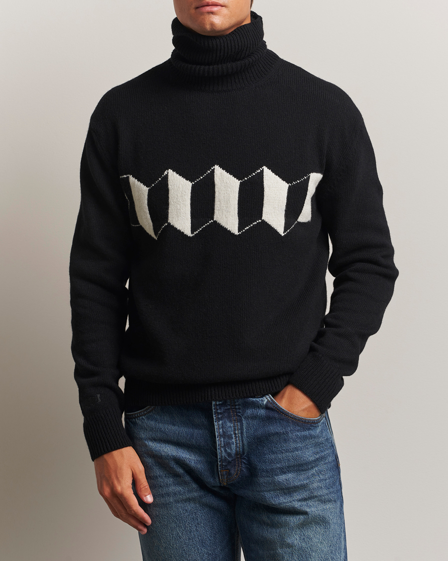Baracuta Flag Logo Wool Turtleneck Black