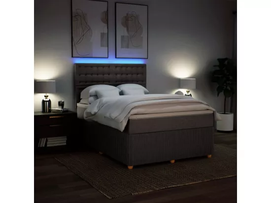 Sommier à lattes de lit avec matelas Taupe 140x190 cm Tissu