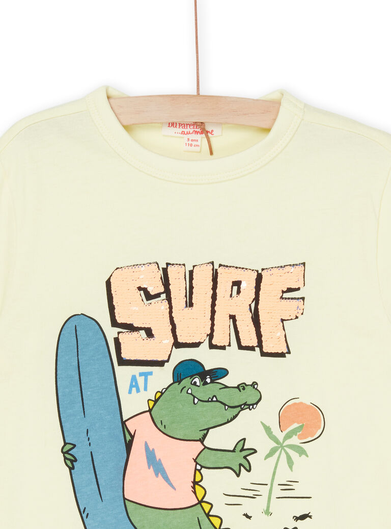 T-shirt jaune à motif aligator