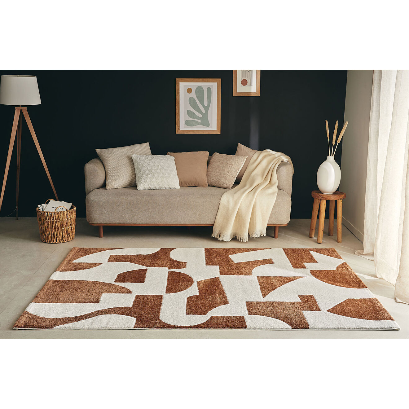 Nazar Rugs Tapis Memphis 562 marron - 120x160 cm