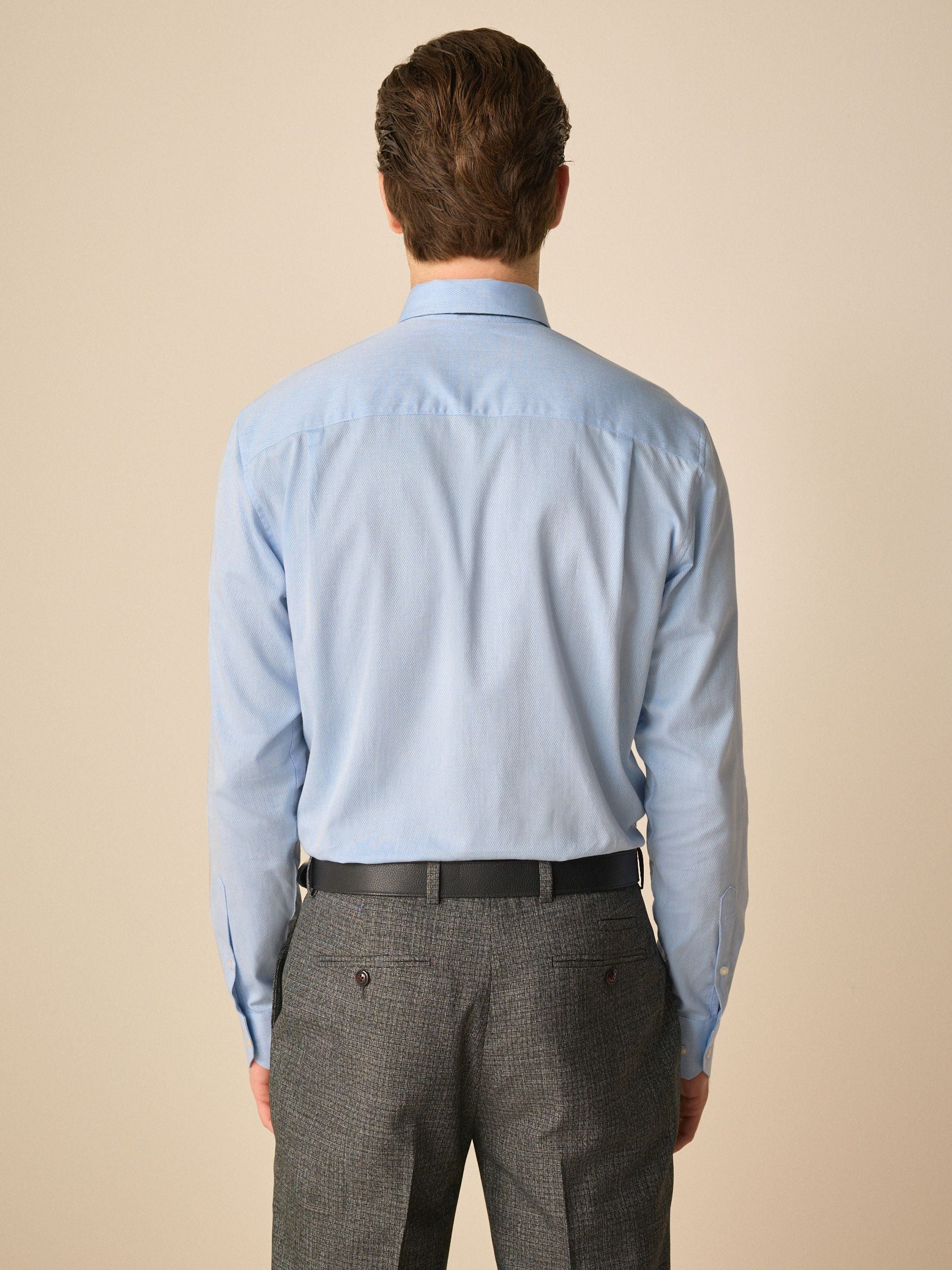 Wit/blauw met stippen - Gelegenheidsset van overhemd en stropdas