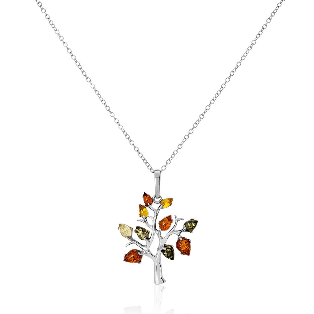 Collier Chahida Argent Blanc Ambre