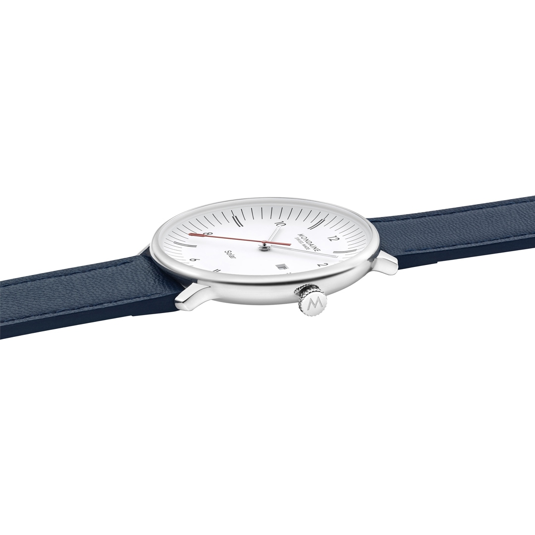 Mondaine Doppio Solar Blau / Weiss Ø 41