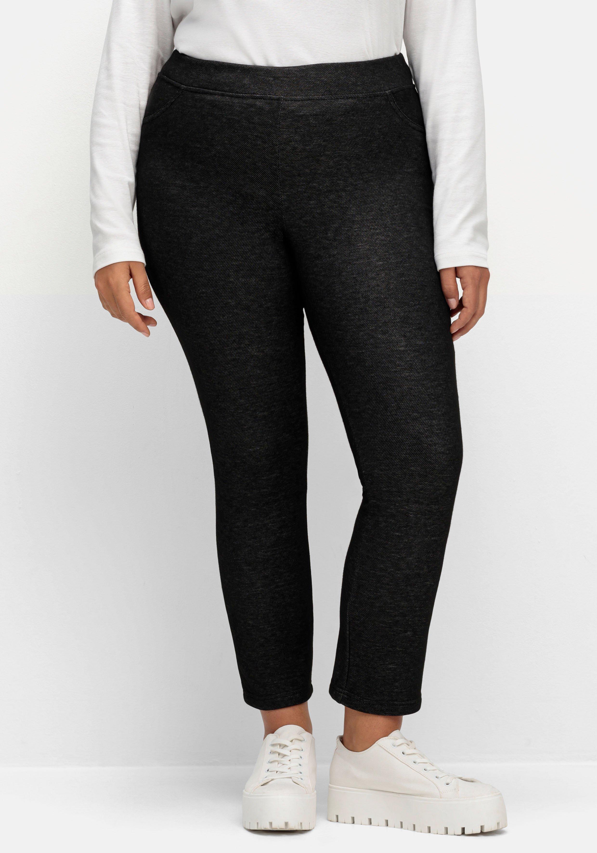 Kuschelige, melierte Leggings mit breitem Bund