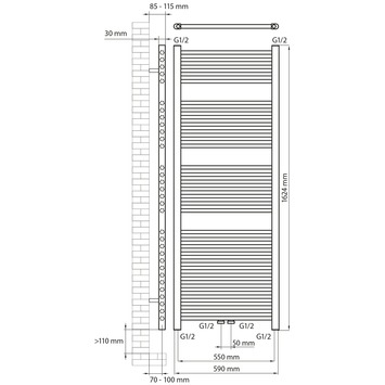 Haceka designradiator Gobi aluminium structuur 829 Watt 162x59 cm