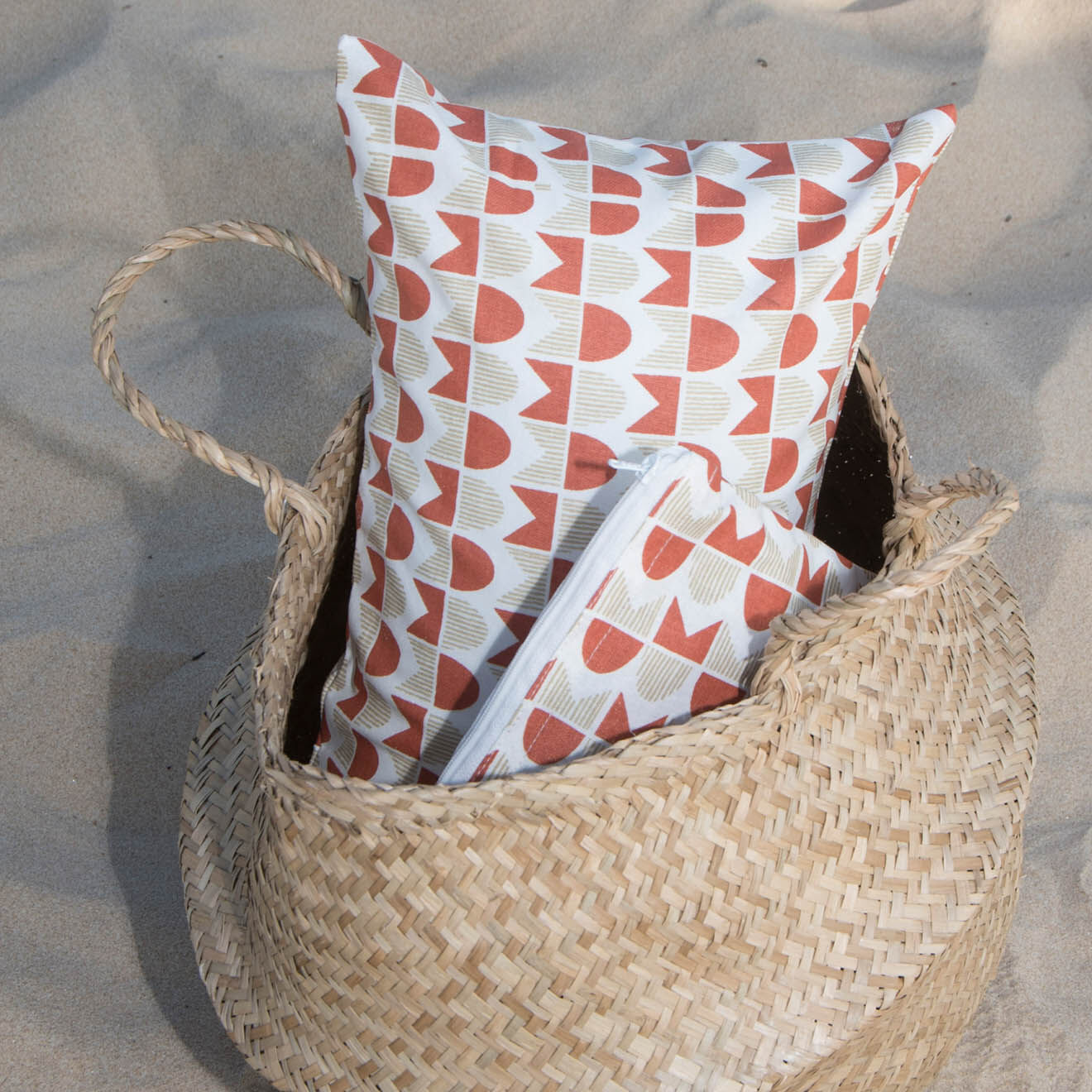 Febronie Pochette de plage en Coton Skandi terracotta - 28x21 cm