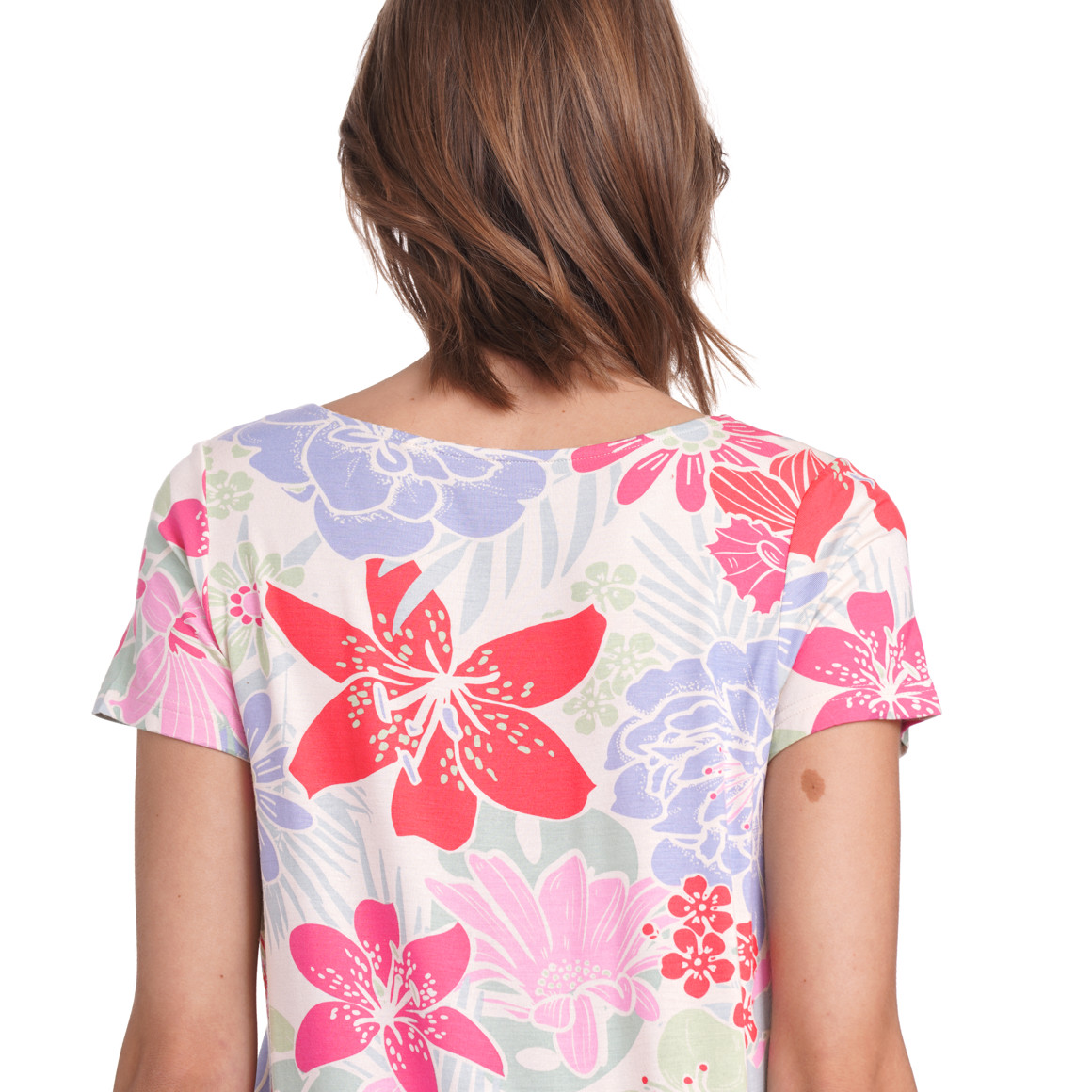 Gina Damen T-Shirt mit Blumen-Print creme / bunt