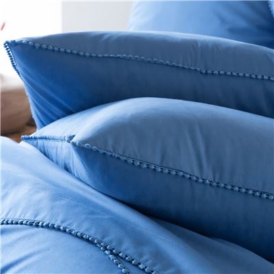Linge de lit percale pompons - BECQUET CRÉATION