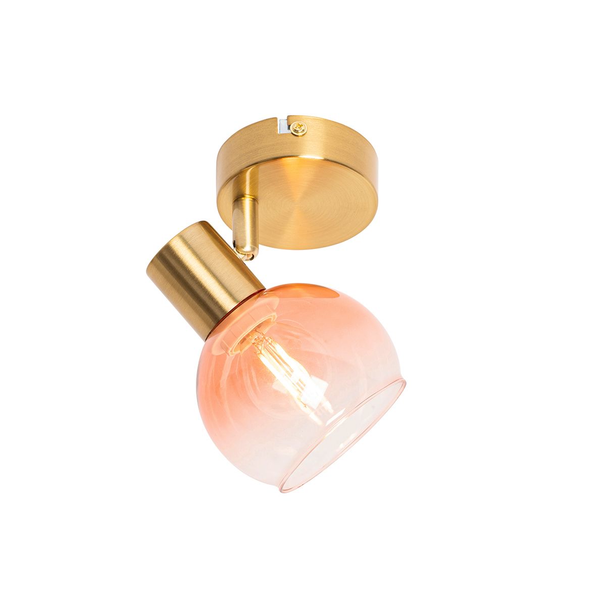Art Deco spot goud met roze glas - Vidro