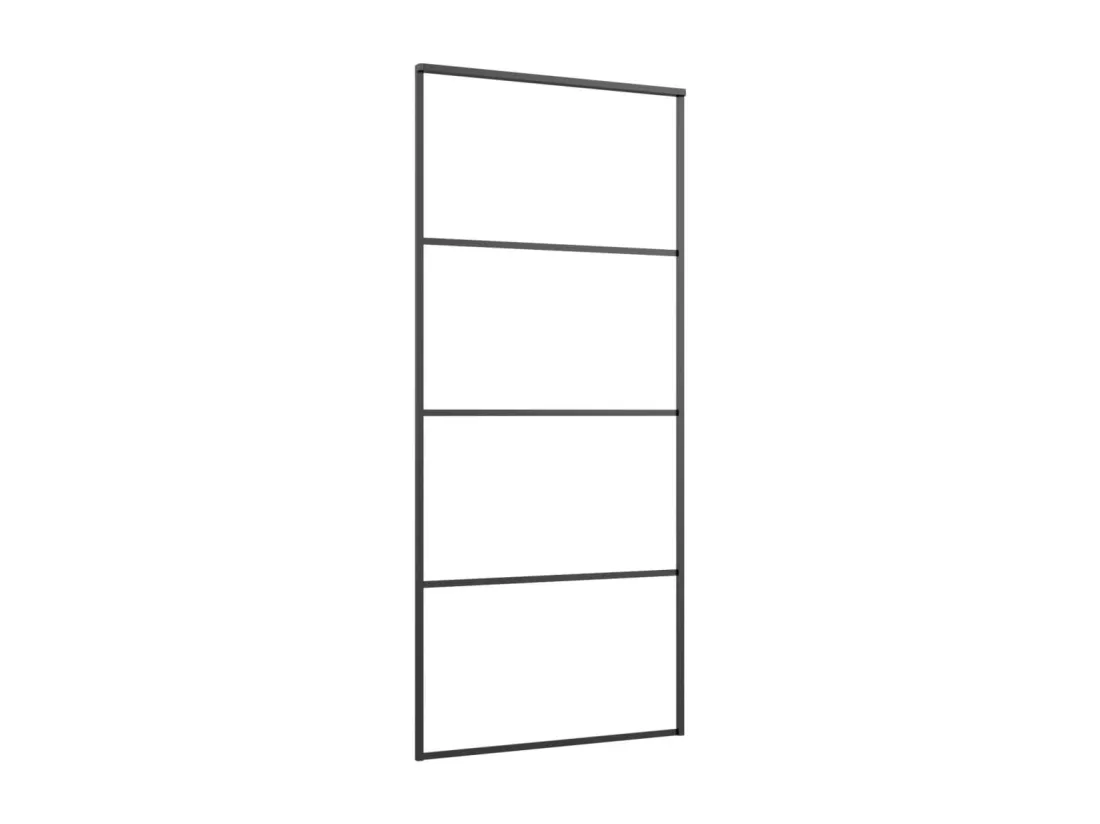 Porte coulissante Aluminium et verre ESG 90x205 cm Noir