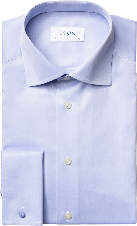 ETON Light Blue Signature Twill Shirt French Cuffs - Contemporary Fit Lyseblå