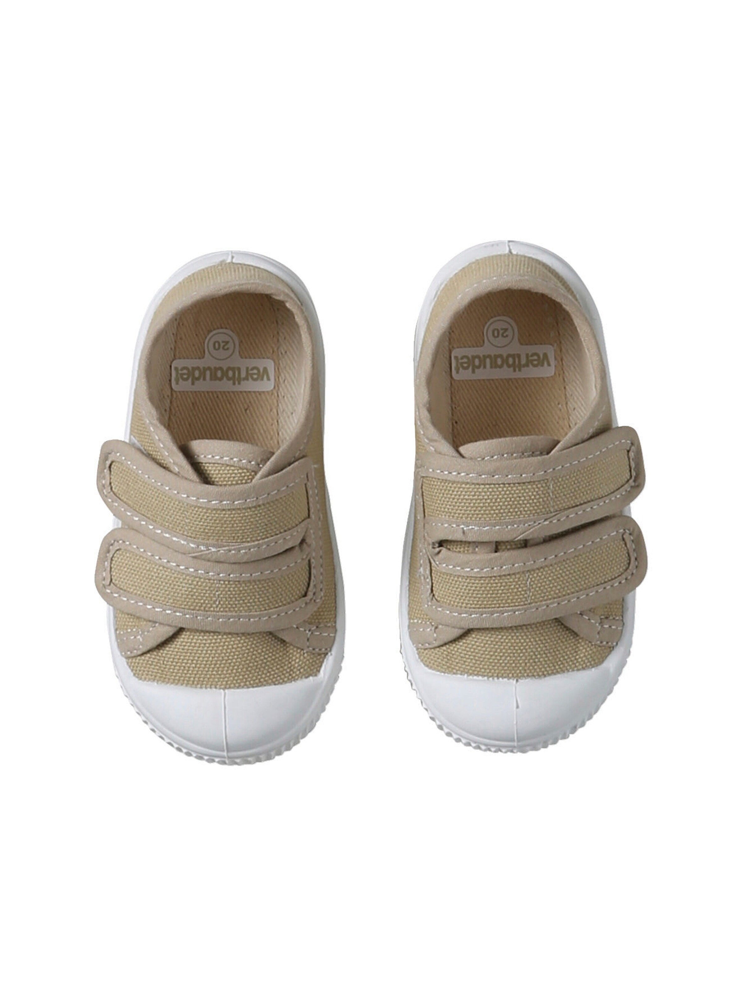 Vertbaudet Baby Stoffschuhe mit Klettriemchen beige