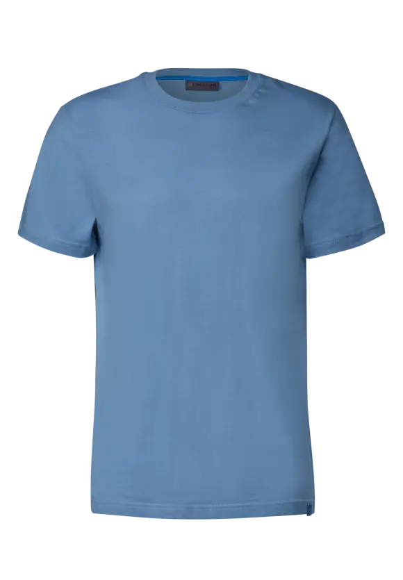 Basic T-Shirt in Unifarbe - smoky blue