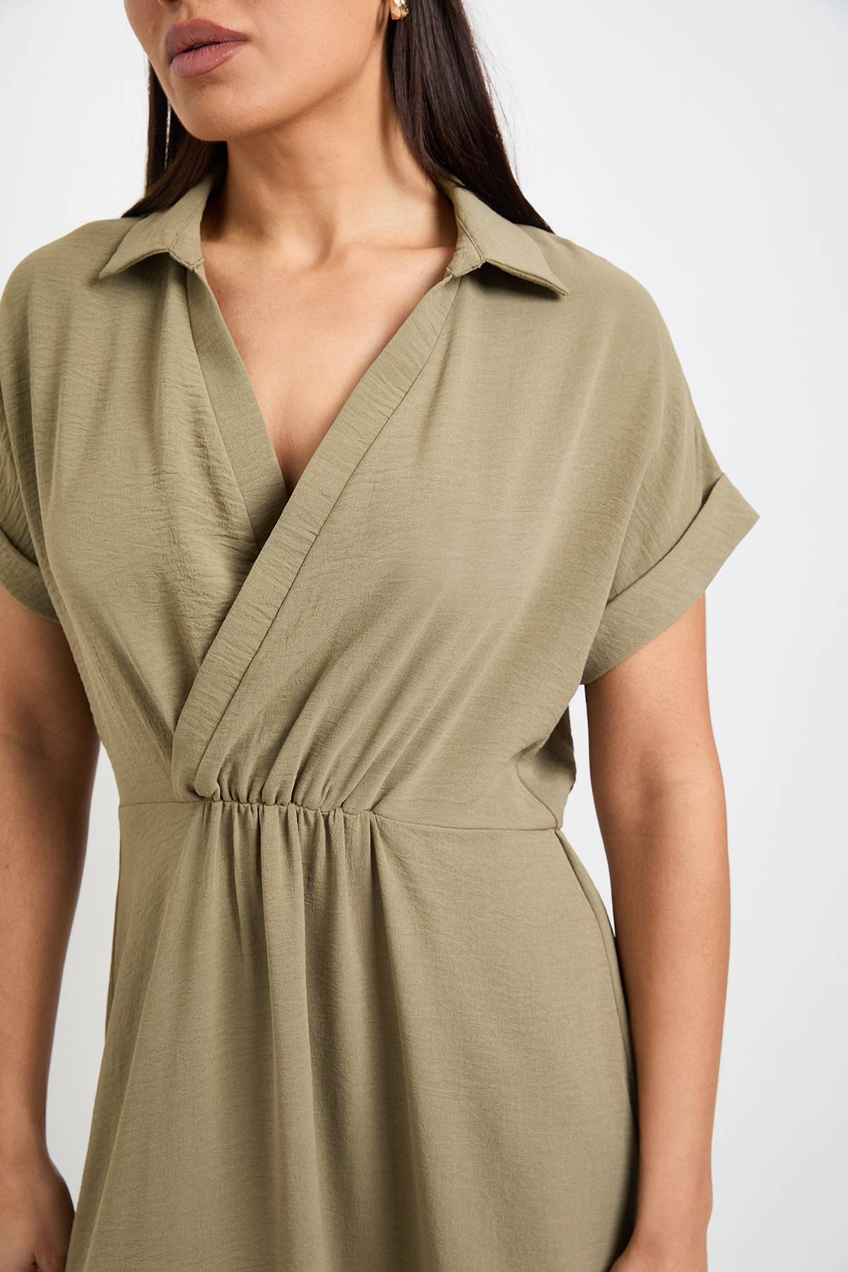 Wallis Robe Midi D'été À Manches Retroussées