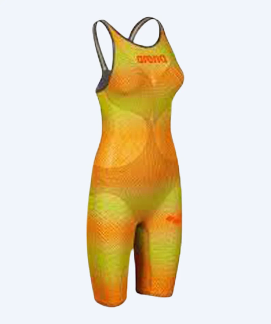 Arena konkurrence badedragt til damer - Carbon Air 2 - Orange/gul