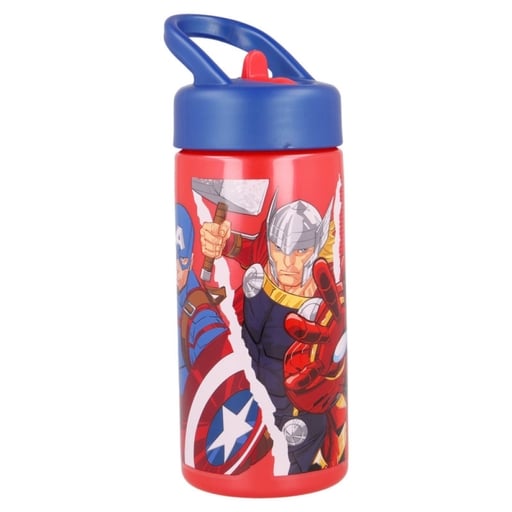 Garrafa de água com canudo dos Vingadores, 410ml