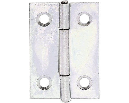 Smal scharnier met geklonken messing pen, 38 x 26 mm, sendzimir verzinkt
