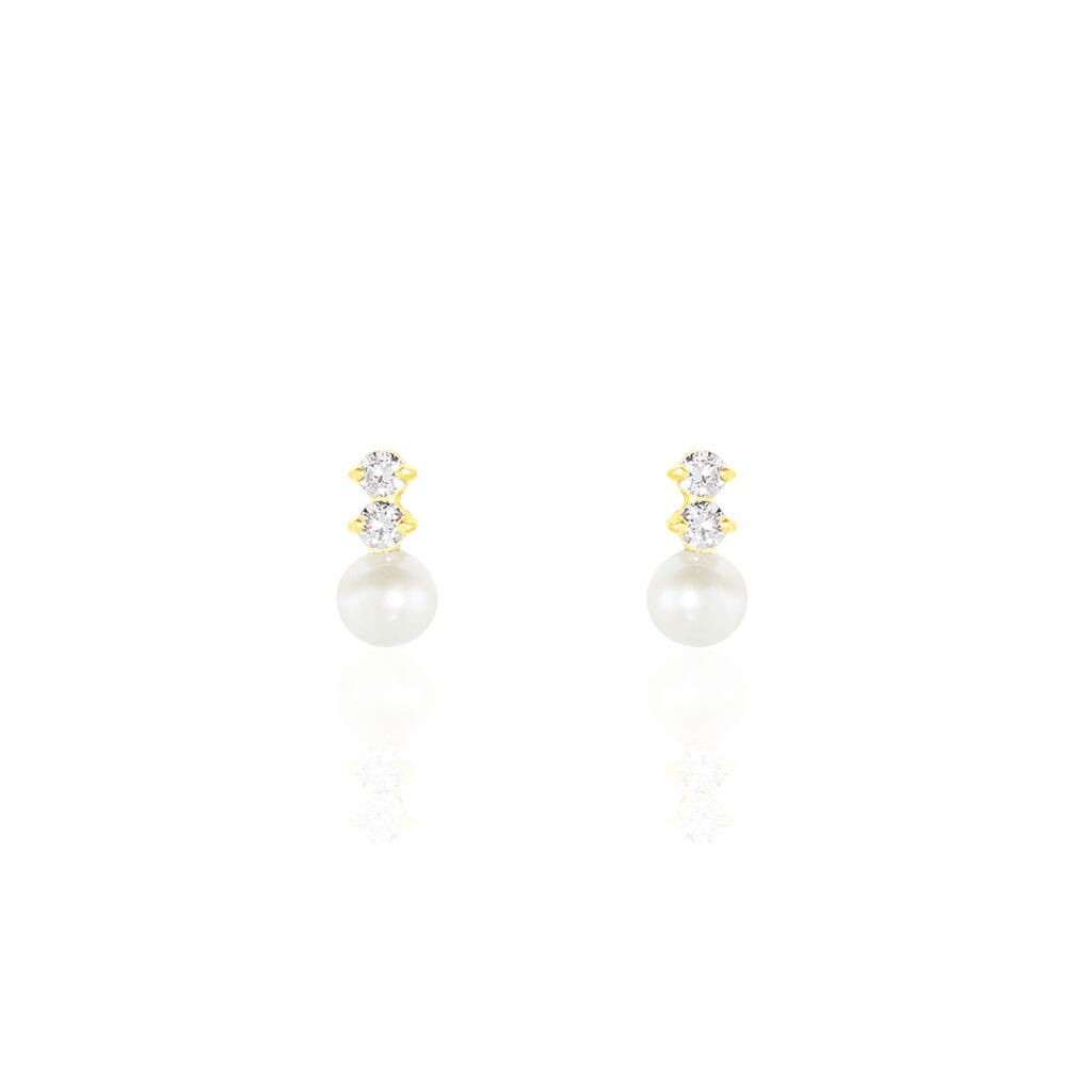 Boucles D'oreilles Pendantes Taima Or Jaune Perle De Culture