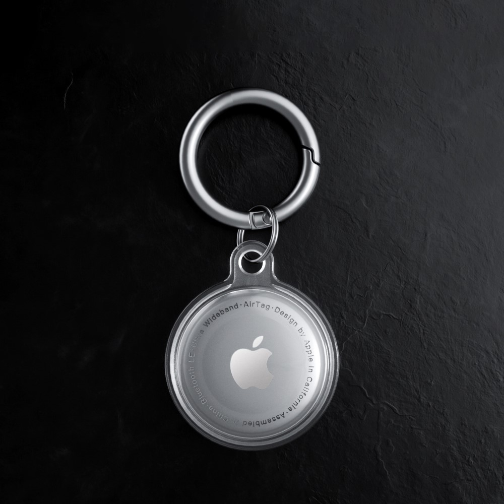 Apple AirTag Anhänger 360° Grad Gummi Case Hülle Schlüsselanhänger - Transparent / Grün