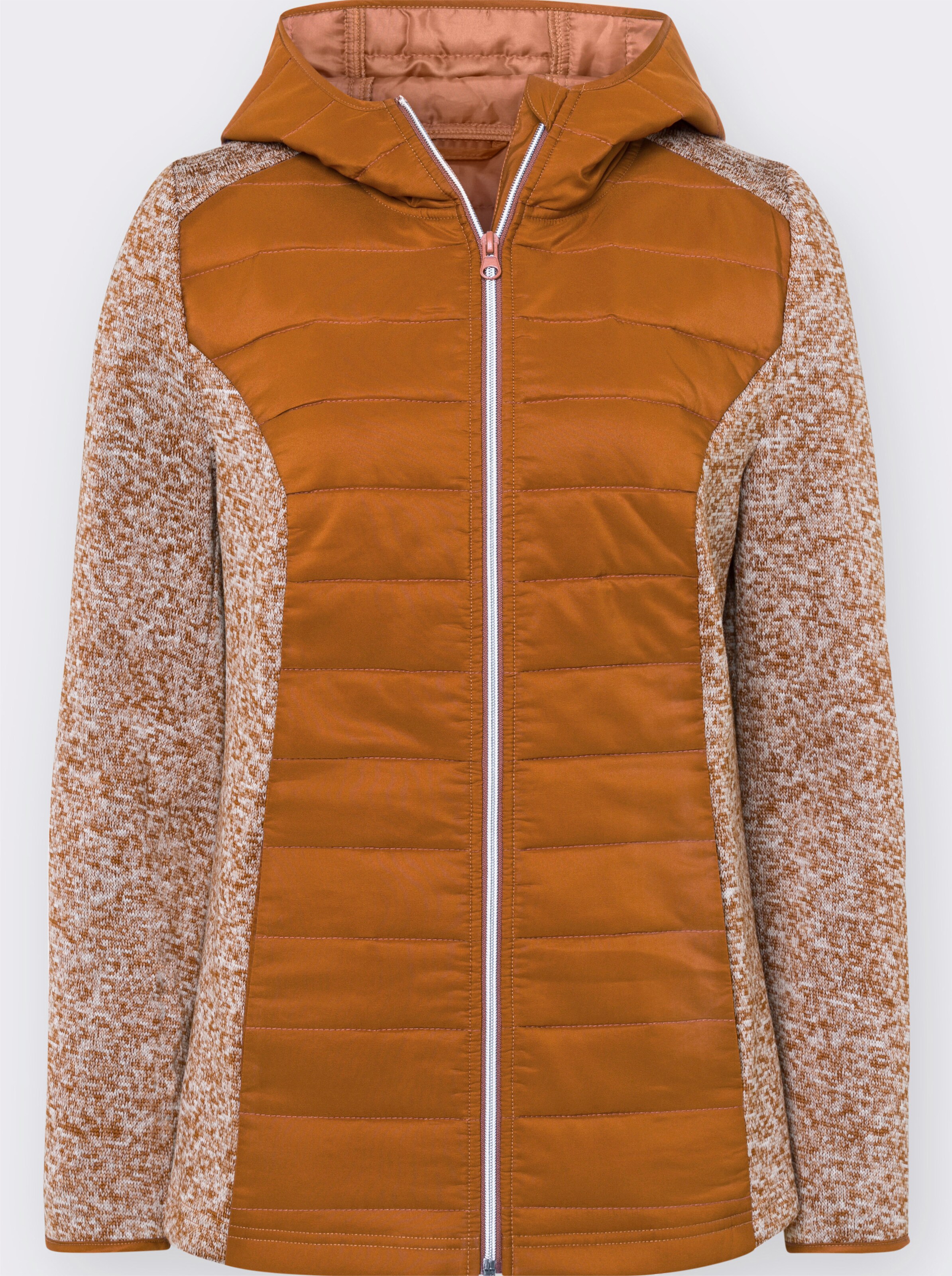 Steppjacke mit Strick-Fleece-Details