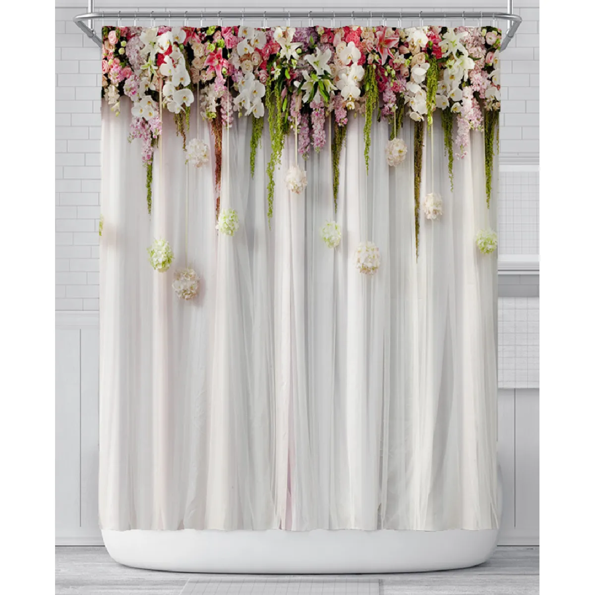Universal Rideau de douche Rose Lavande - Blanc