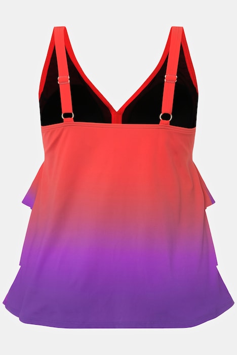 Tankini, Farbverlauf, Volants, Softcups, V-Ausschnitt