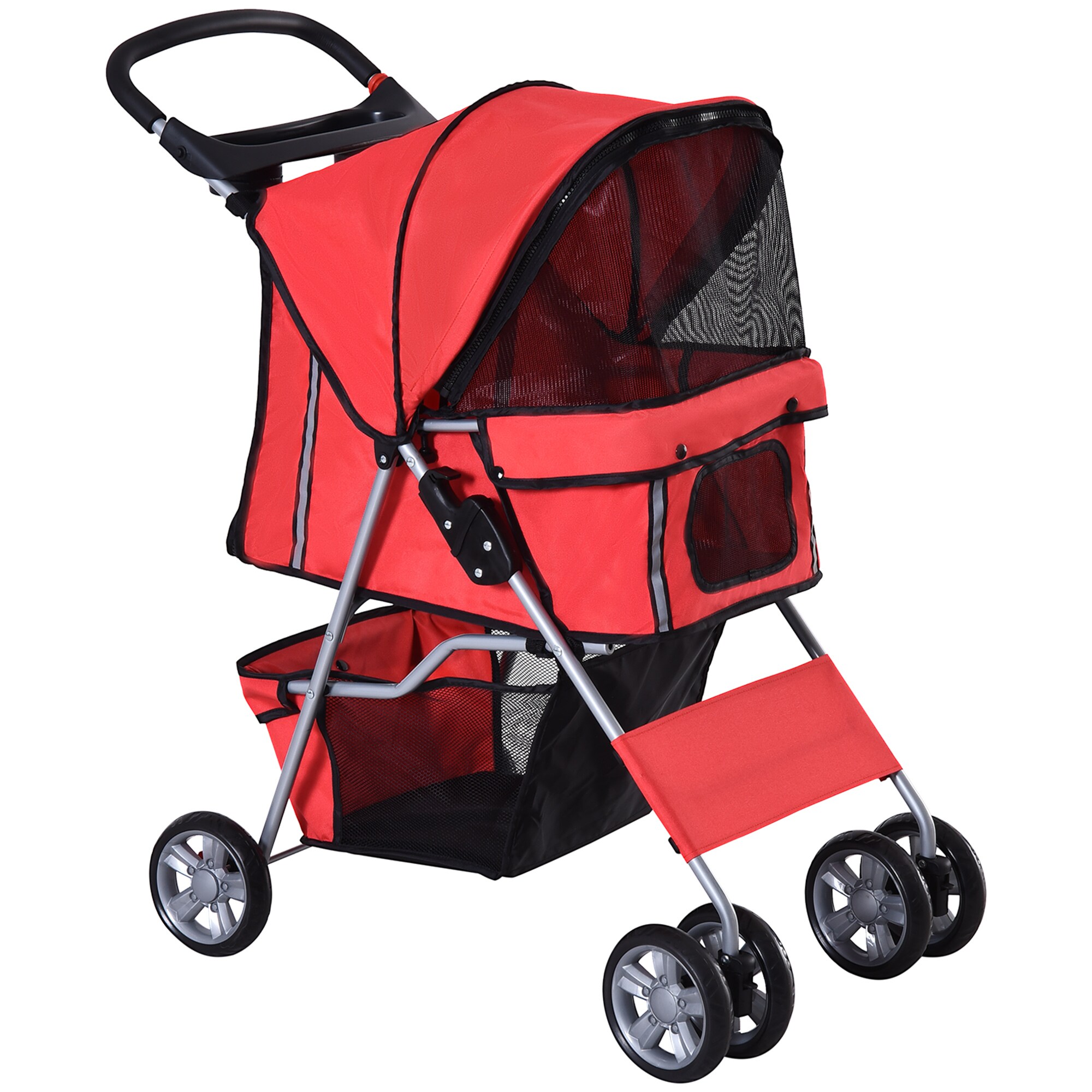 PawHut Hunde Stroller mit Gitternetz rot 75 x 45 x 97 cm (LxBxH)