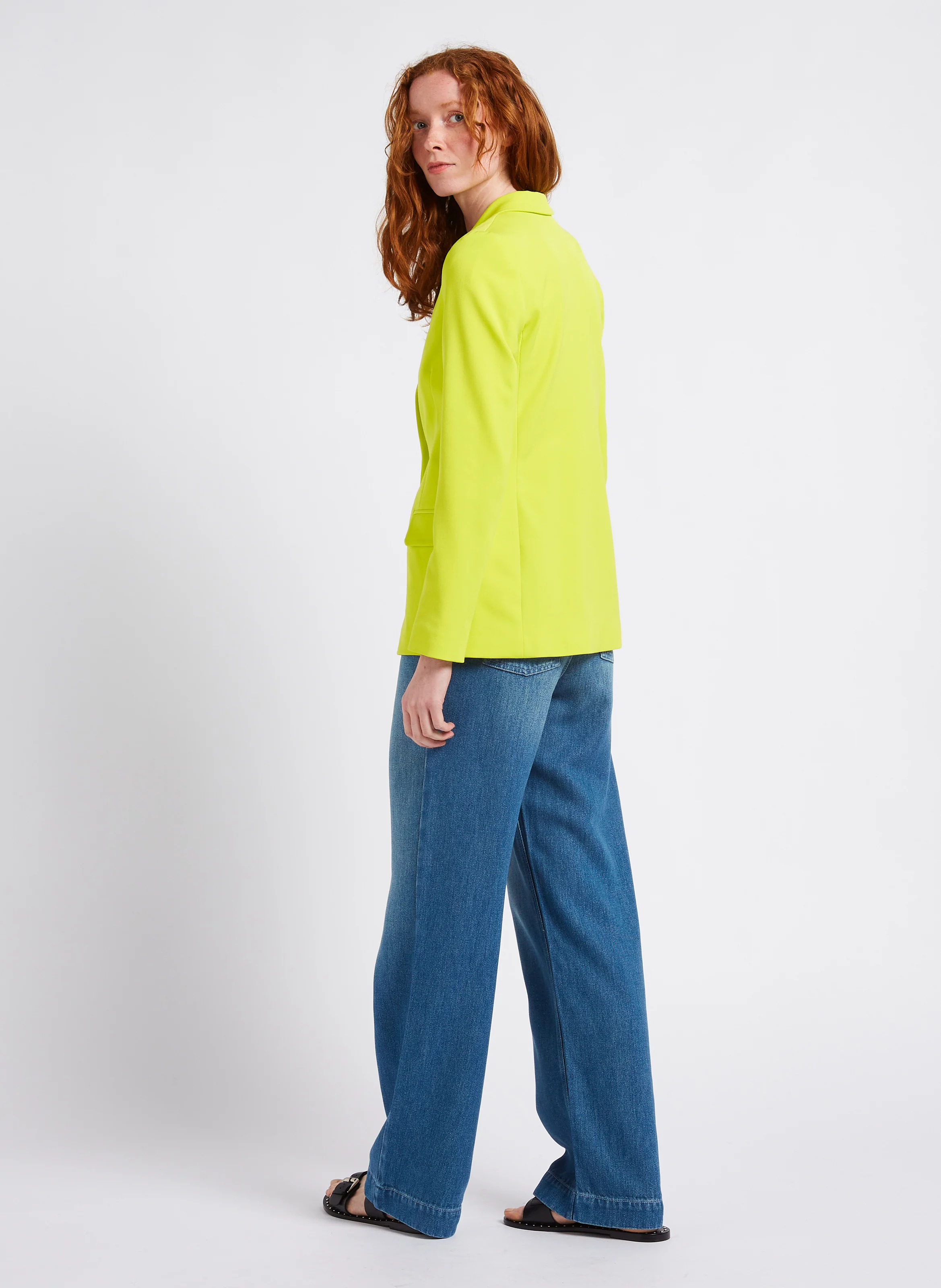 Jean large taille haute| Bleu