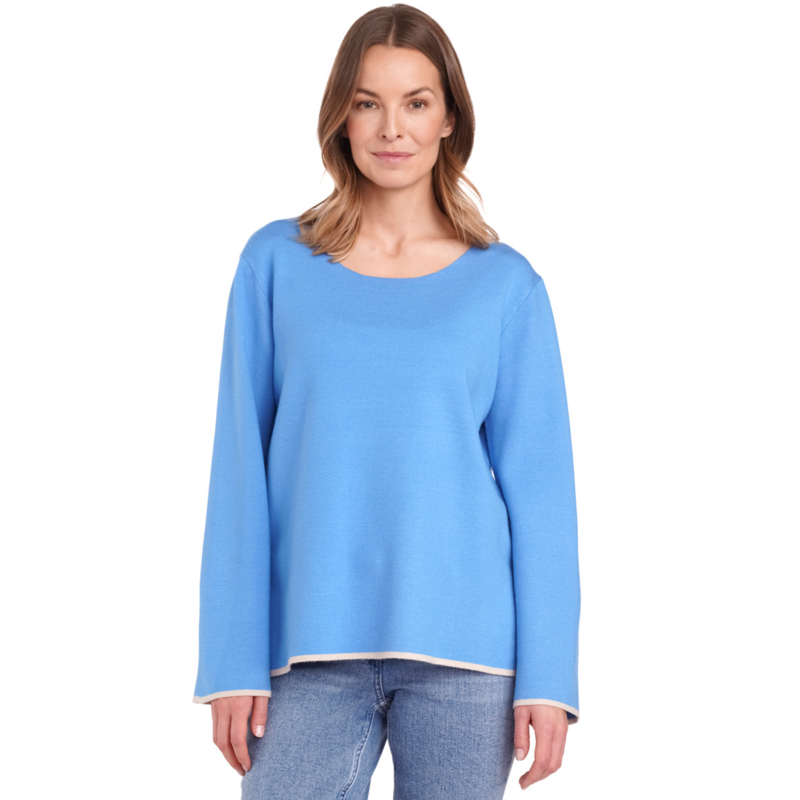 Gina Benotti Damen Pullover mit Kontraststreifen blau