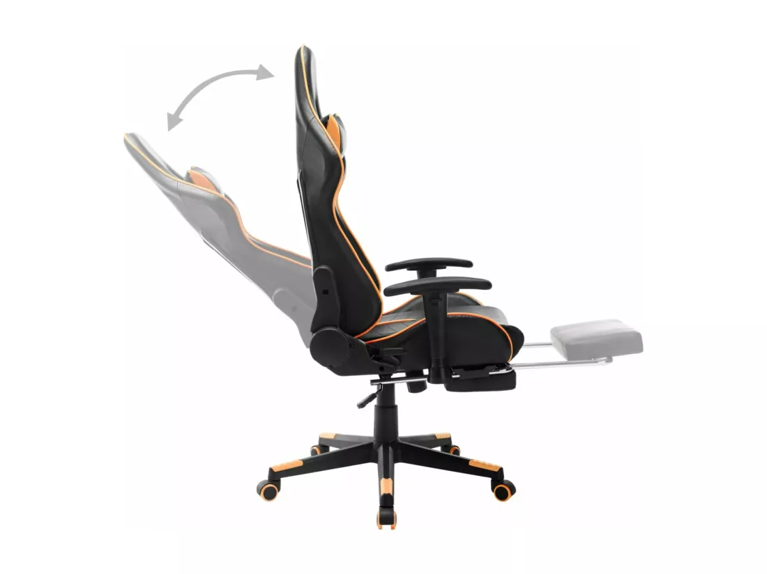 Chaise de jeu avec repose-pied Noir et orange Cuir artificiel