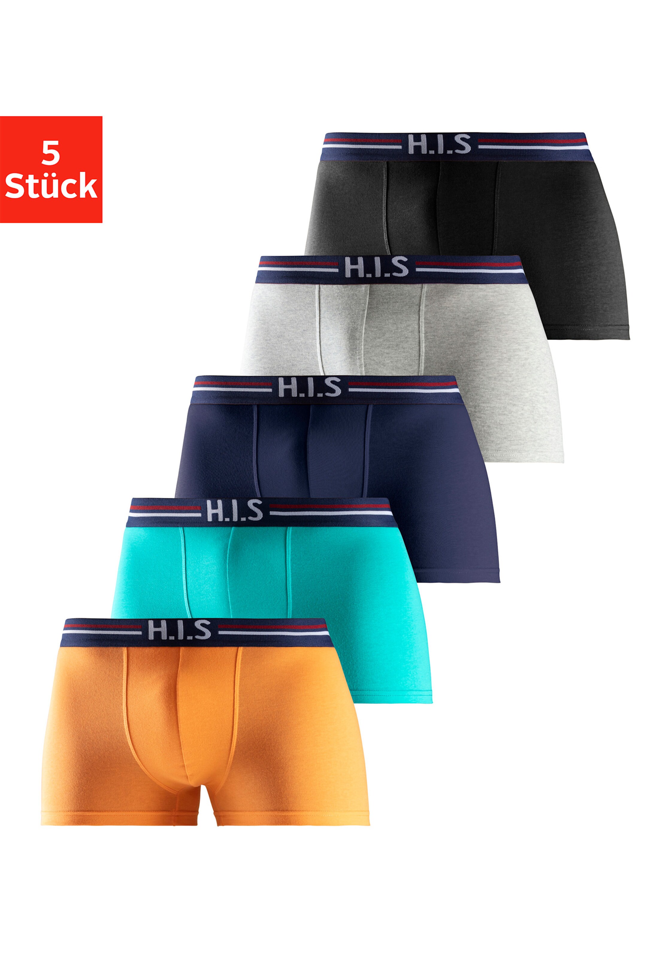H.I.S Boxer in orange, mint, navy, grau-meliert, schwarz