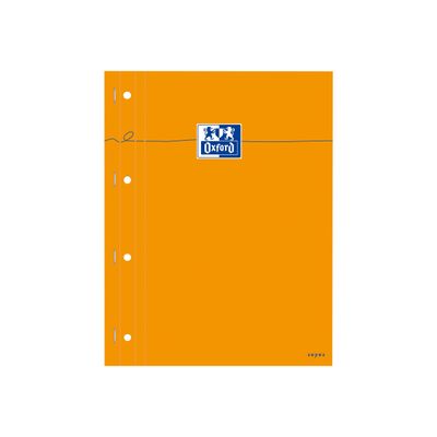 Oxford - Bloc notes - A4 - 160 pages - grands carreaux - perforé - orange