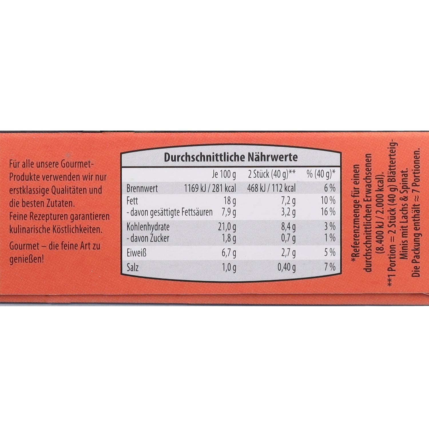 GOURMET FINEST CUISINE Blätterteig-Minis, Lachs-Spinat 300 g