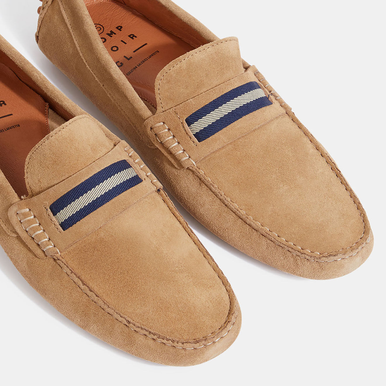 Comptoir GL Mocassins en Velours de Cuir Ferdie beiges