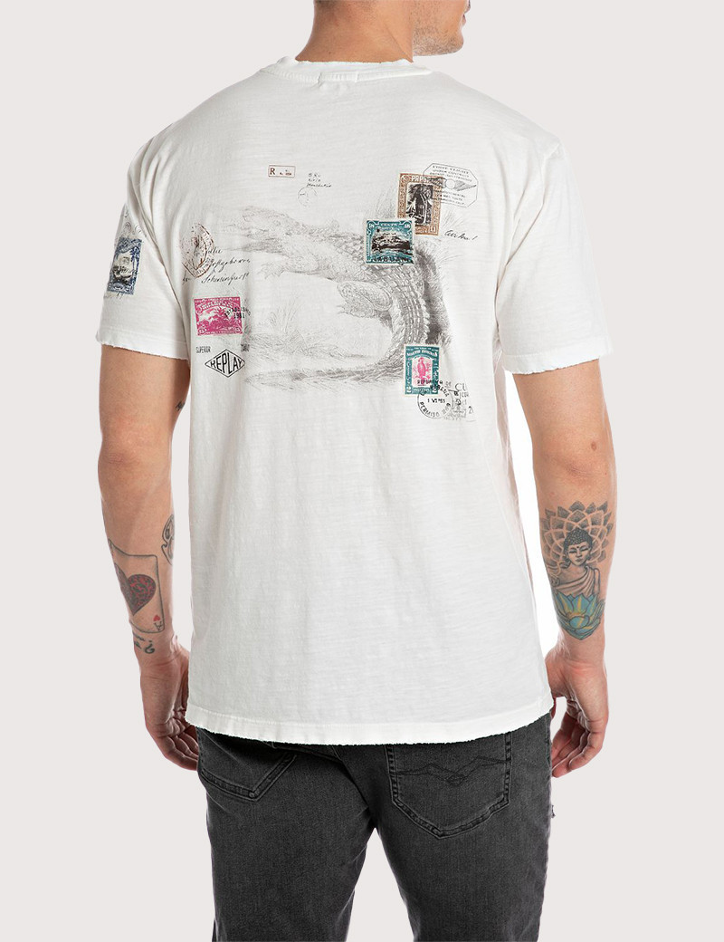 REPLAY T-SHIRT HOMME REGULAR BLANC