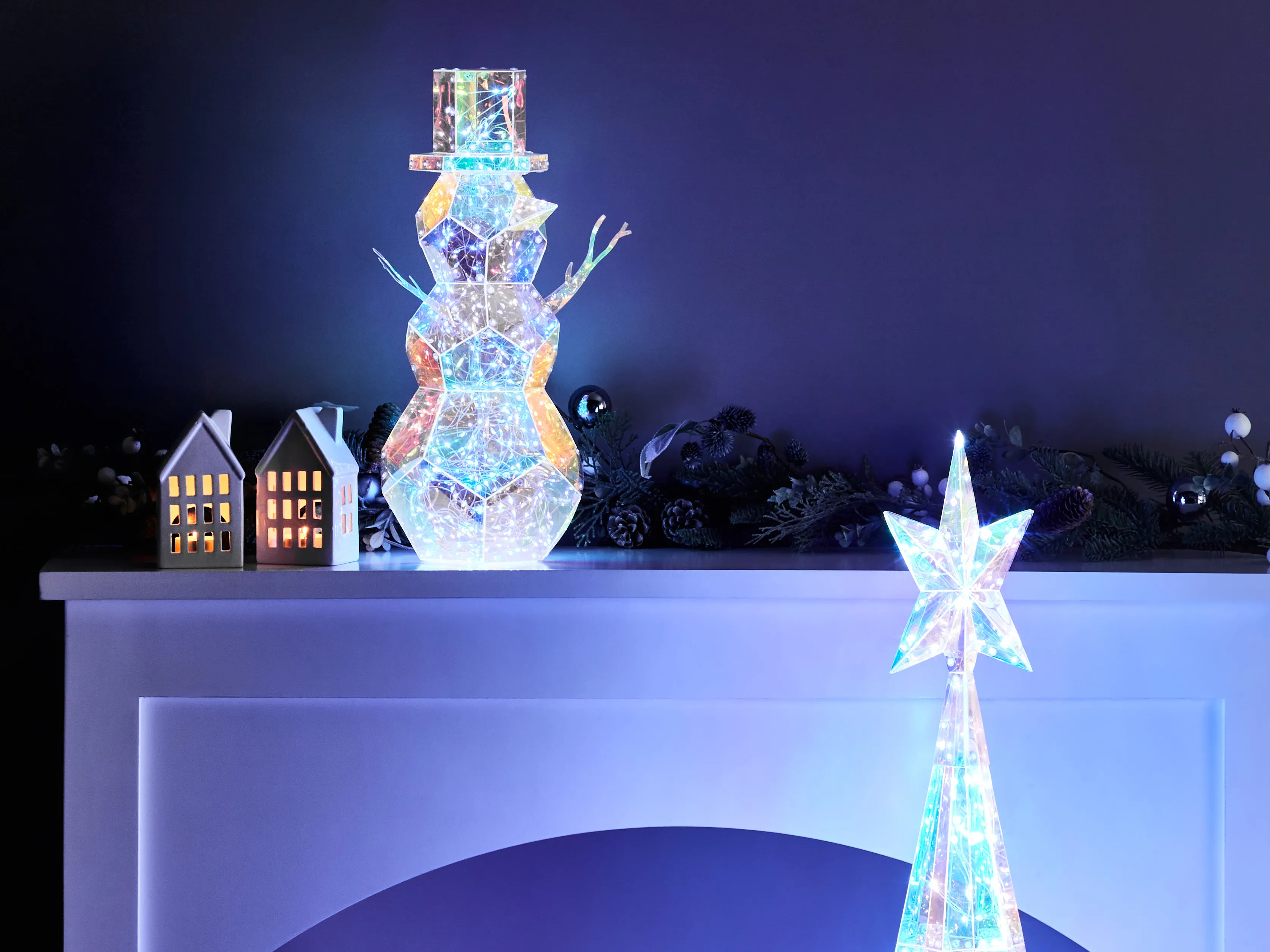 Kerstdecoratie LED ARCTICA Sneeuwpop 43 cm Meerkleurig